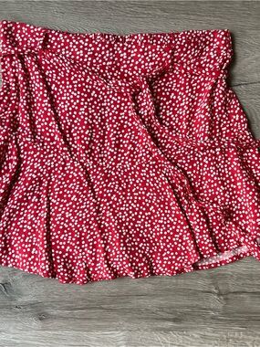Red White Polka Dot Tiered Mini Skirt